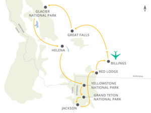 glacier national park & yellow stone map