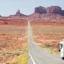 RV Driving down the road in Monument Valley, Utah
