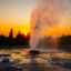 Yellowstone sunset geyser